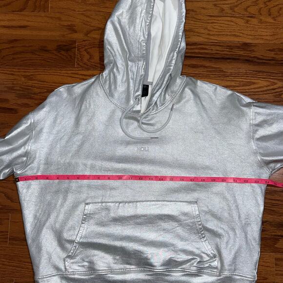Noli Silver Metallic Chrome Pullover Hoodie Size Large *Flawed* - Picture 9 of 16